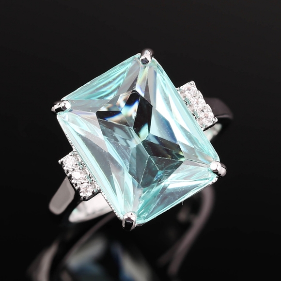 NEW AQUAMARINE S925 STERLING SILVER RING - Picture 2 of 4